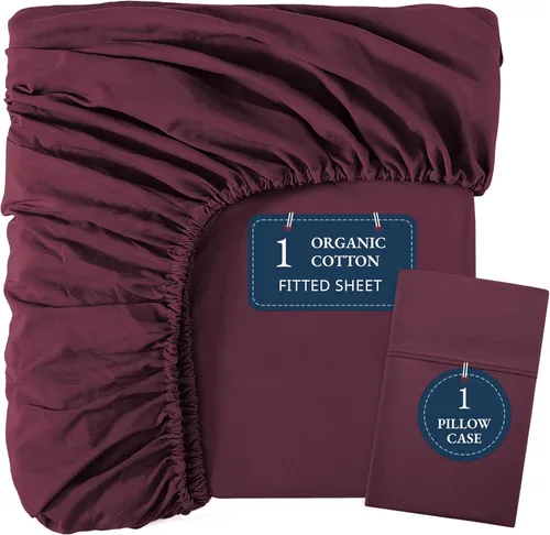 Miniatura 63 de LANE LINEN Sábanas ajustadas tamaño king, 100% algodón orgánico, juego de 3 piezas (1 sábana ajustada, 2 fundas de almohada), tejido percal, ultra