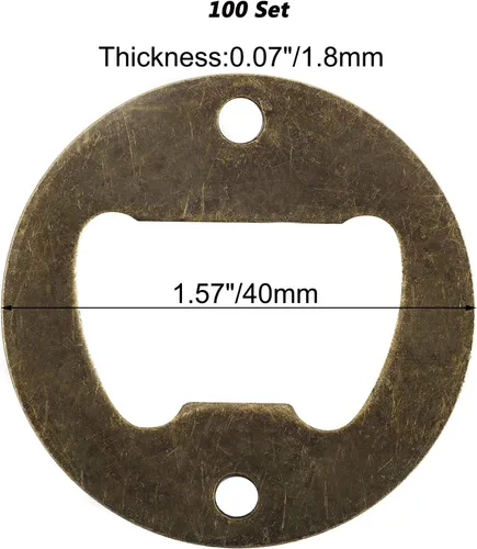 Miniatura 2 de Paquete de 100 piezas de acero inoxidable para abridor de botellas, kit de piezas de hardware montadas en la pared, kit de bricolaje con 200