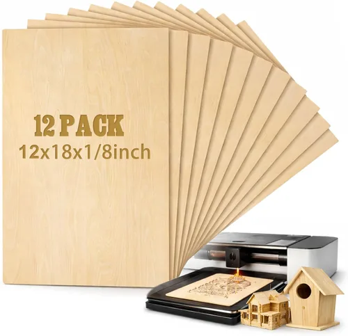 Juexica 12 piezas de hojas de tilo de 3 mm 1/8" x 12" x 18" tablero de madera contrachapada hojas delgadas para manualidades en madera proyectos de