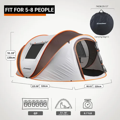 Miniatura 2 de EchoSmile Tienda de campaña desplegable para 2/4/6 personas, fácil instalación, cúpula resistente al agua, portátil con bolsa de transporte Blanco