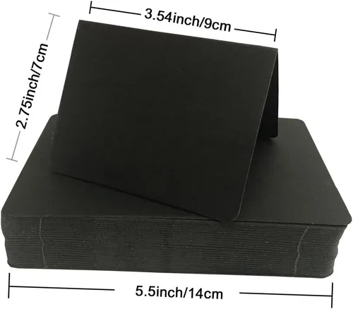 Miniatura 2 de Tarjetas de lugar de mesa tipo carpa negras en blanco, paquete de 50 piezas, tarjeta plegada de asignación de asientos, banquete, fiesta, evento
