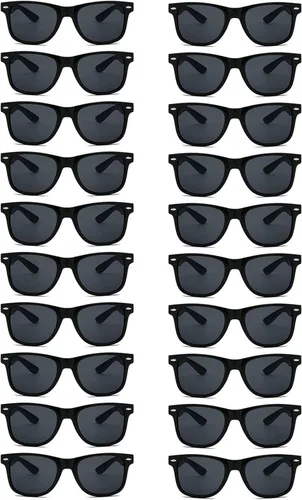 20 pares de lentes de sol a granel para adultos, retro de los años 70 y 90, gafas baratas para suministros de fiesta (negro)