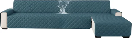Miniatura 12 de XINEAGE Fundas 100% impermeables para sofá modular en forma de L, reversible, lavable, con botones de chaise plum flower, protector de muebles