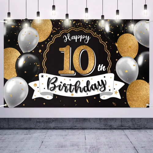 Miniatura 39 de Decoración de feliz cumpleaños número 100, globo negro y dorado número 100, cartel de fondo grande de cumpleaños – Decoración de fiesta
