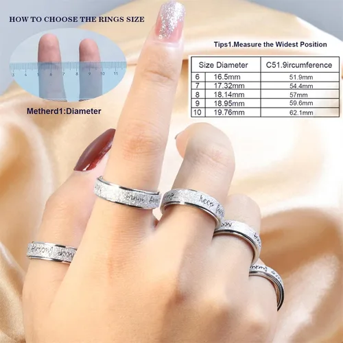 Miniatura 3 de DAILI Anillo giratorio unisex, anillo de acero inoxidable para ansiedad inspirador para mujeres y hombres, talla 6 a 10