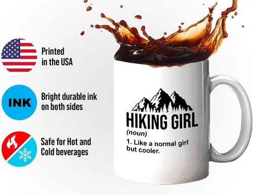 Miniatura 4 de Taza de café de senderismo de 11 oz color blanco – Senderismo Chica – Senderismo Backpacker Backpacker Mountain Boardwalks Mochilero Camping