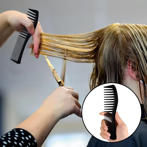Miniatura 6 de 2 peines para el cabello, peine de plástico para peinado, peine de doble cabeza, peine grande de dientes anchos y finos para mujeres y hombres