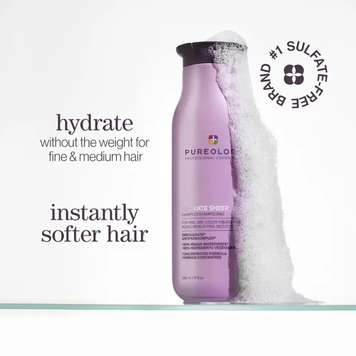 Miniatura 2 de Pureology Hydrate Sheer Shampoo - Champú hidratante ligero para cabello fino o seco tratado con color, sin silicona y vegano