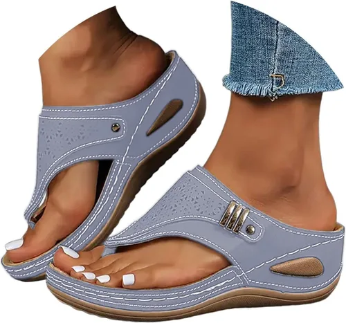Miniatura 21 de Sandalias ortopédicas con soporte de arco, sandalias planas para exteriores, estilo bohemio, para caminar, cómodas, elegantes, informales