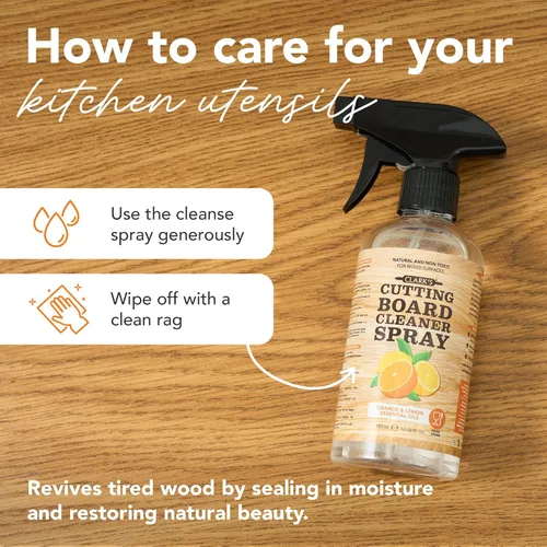Miniatura 3 de CLARK'S Limpiador en aerosol natural para tablas de cortar, con paño de microfibra, para encimera de madera, ingredientes puros, agua filtrada