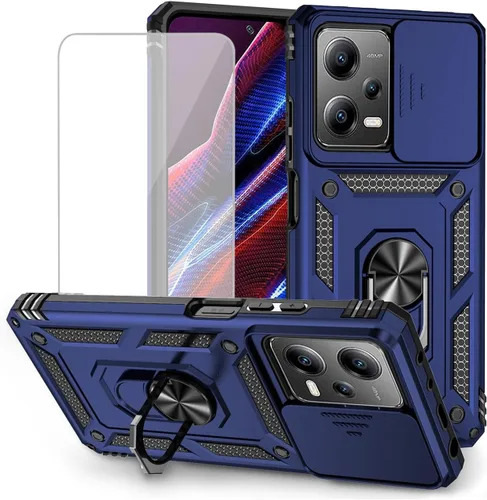 Miniatura 12 de Funda para Redmi Note 12 Pro, Poco X5 Pro con protector de pantalla de vidrio templado y cubierta de cámara deslizante, anillo magnético soporte