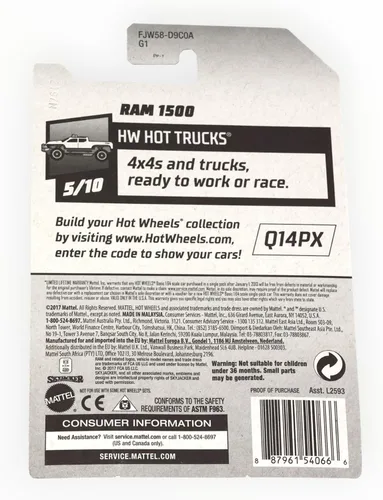 Miniatura 2 de Hot Wheels 2018 50 aniversario HW Hot Trucks Dodge Ram 1500 10/365, rojo