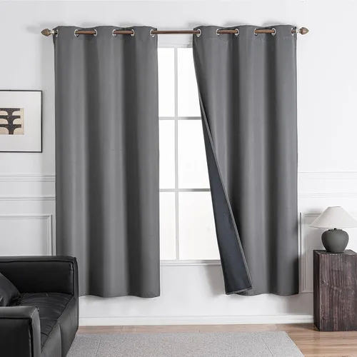 Miniatura 13 de NANPIPER Cortinas 100% opacas para dormitorio, juego de 2 paneles de 54 pulgadas de largo, cortinas de tratamiento de ventanas con aislamiento