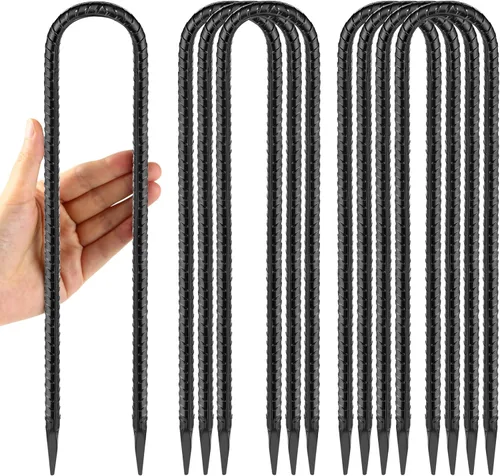 Estacas de viento para trampolín de 12 pulgadas, estacas en U resistentes para suelo, paquete de 8 anclajes de amarre para trampolín para juego de