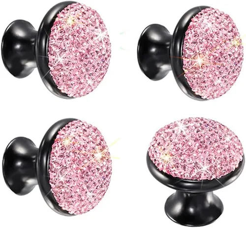 Miniatura 10 de SAVORI Pomos decorativos para cajones, pomo de cristal diseñado con diamantes de imitación para armario, armario, tiradores con tornillos