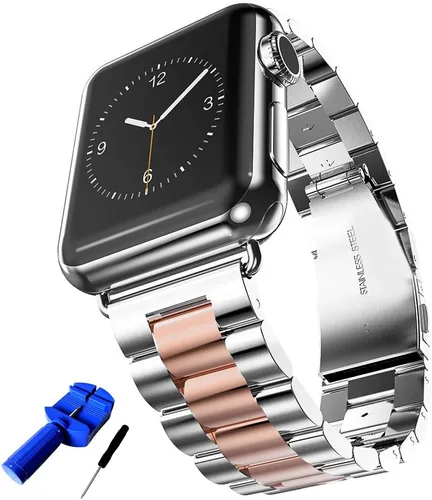 Miniatura 10 de Correa de acero inoxidable sólida compatible con Apple Watch de 49, 46, 45, 44, 42, 41, 40, 38 mm, correa de metal para iWatch Series