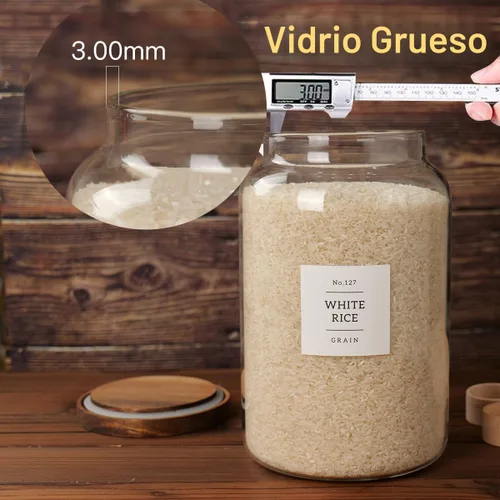 Miniatura 3 de CZSZYGHBAO 2 tarros de vidrio grandes con tapa hermética, tarros de vidrio para almacenamiento de alimentos para té, especias, cereales, huevo