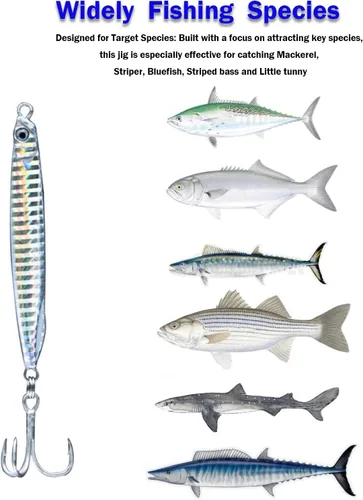 Miniatura 3 de Saltwater Fishing Lures Fishing Jigs Fishing Spoons for Striped bass, Pompano, Spanish Mackerel ，Bluefish Plata (3 piezas)