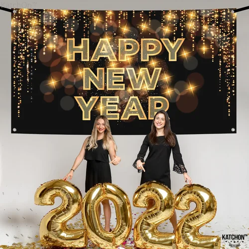 Miniatura 2 de KatchOn, XtraLarge - Cartel de feliz año nuevo – 72 x 44 pulgadas Fondo de feliz año nuevo para decoraciones de Año Nuevo 2026 Cartel de víspera