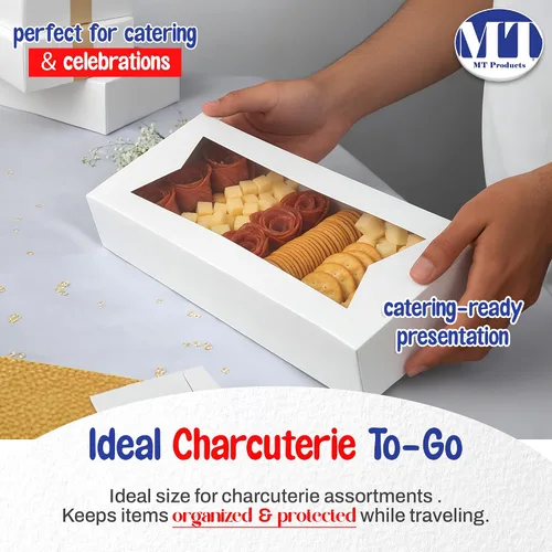 Miniatura 4 de MT Products Cajas de panadería de 12.5 x 5.5 pulgadas con ventana (paquete de 5) – Fabricado en Estados Unidos – Caja de regalo de cartón blanco
