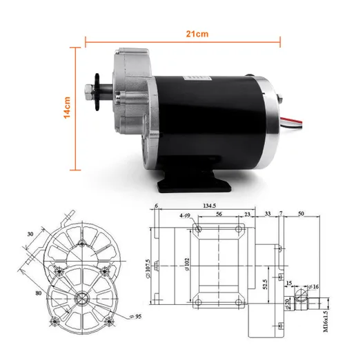 Miniatura 3 de L-faster 24V36V48V 450W Ricksha Kit de motor de bicicleta de 3 ruedas Kit de motor de bicicleta DIY Pedicab cepillado DC con caja de cambios