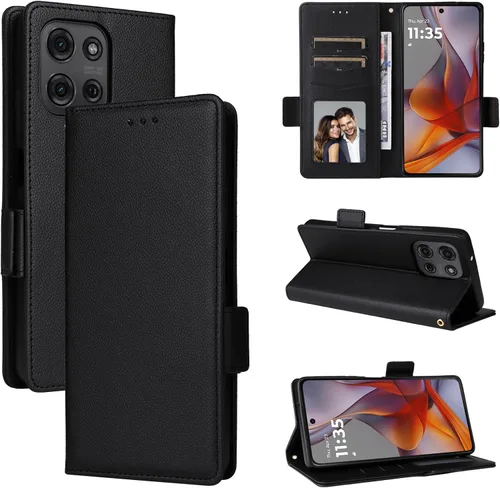 Miniatura 70 de Funda de piel sintética compatible con Motorola Moto E22 4G, funda de piel sintética compatible con Motorola Moto E22i 4G, color negro