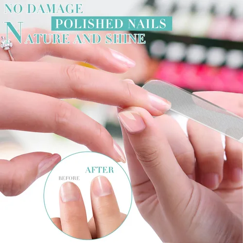 Miniatura 2 de Lima de uñas de cristal, 2 unidades de brillo de uñas de vidrio mejorado para uñas naturales, nano pulidor de uñas con estuche, kit de herramientas