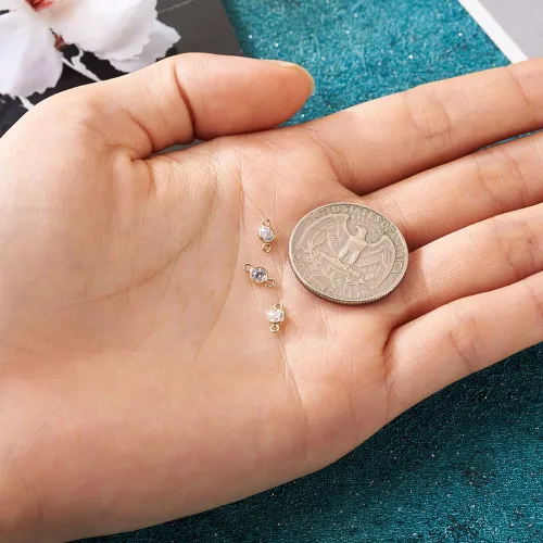 Miniatura 4 de Mega Pet Conectores de eslabones de circonita cúbica, Zirconia cúbica Latón, Circonita Cúbica