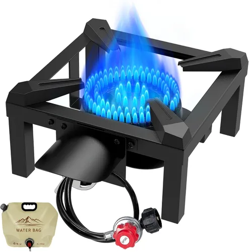 Miniatura 6 de Bestfire Estufa de propano individual de 13 pulgadas, 90,000 BTU, quemador portátil de hierro fundido para exteriores con regulador ajustable