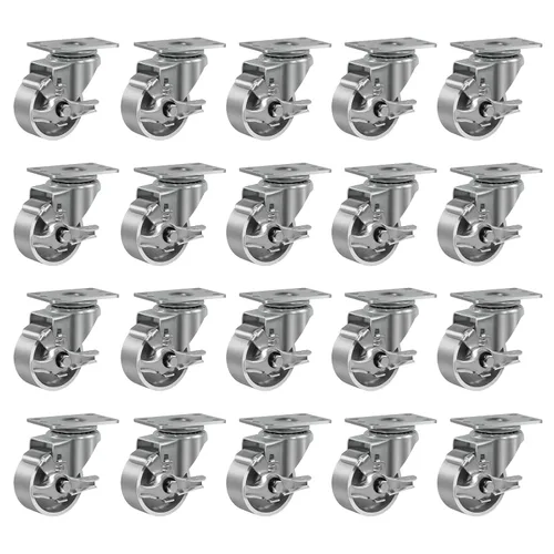 Miniatura 47 de Ruedas industriales resistentes de 3 x 1.25 pulgadas, capacidad de 350 libras, ruedas de hierro fundido y marco de acero para carros, carritos