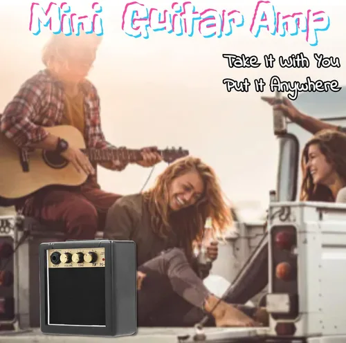 Miniatura 2 de Amplificador de guitarra, amplificador de bajo portátil de 3 W con funciones de control de volumen y tono, amplificador de guitarra para práctica