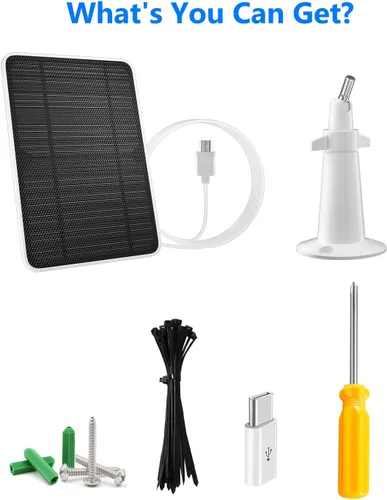 Miniatura 8 de Panel solar para cámara de seguridad, panel solar USB de 5W para cámara de seguridad DC 5V, panel solar con puerto micro USB y USB-C, cargador solar