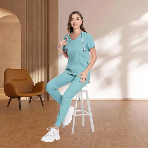 Miniatura 44 de niaahinn Conjunto de uniformes médicos para mujer, uniformes de enfermería, cuello en V clásico y pantalones quirúrgicos para correr
