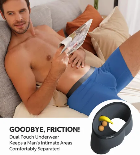 Miniatura 5 de Separatec Calzoncillos tipo bóxer para hombre con bolsa de bola, transpirable, rayón refrescante, hecho de ropa interior de bambú, paquete de 3 o 6