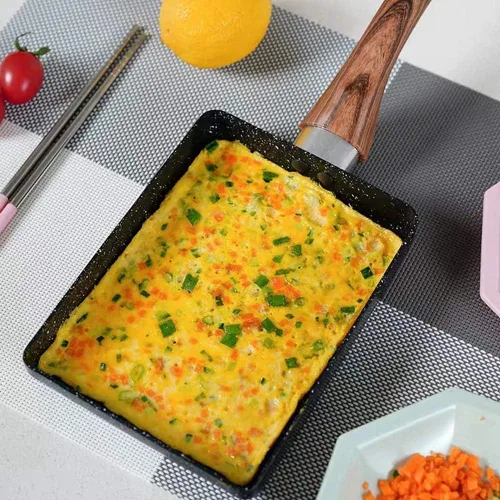 Miniatura 2 de HERCHR Tamagoyaki - Sartén rectangular antiadherente de 7.3 x 6 pulgadas, sartén para huevos japoneses, sartén pequeña de hierro fundido, mini