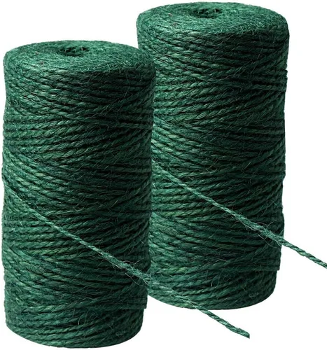 Cuerda de jardín verde de 656 pies, cuerda de yute natural, cuerda de yute resistente, cuerda de Navidad para manualidades, jardinería, floristería,