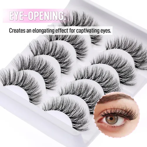 Miniatura 6 de Pestañas postizas de ojo de gato, pestañas onduladas, pestañas transparentes V1, pestañas rusas de tira que parecen extensiones, pestañas de ojo