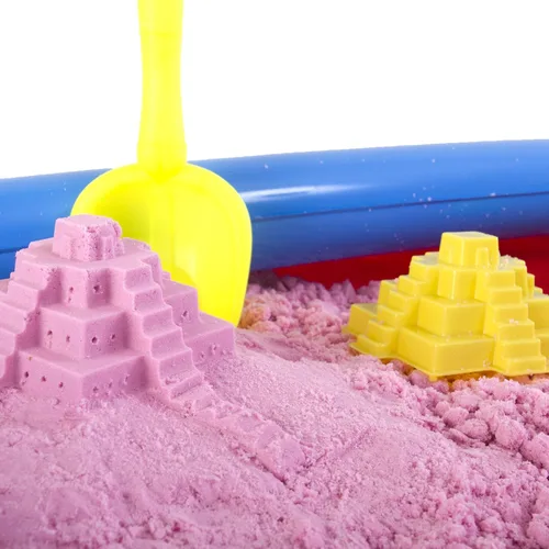 Miniatura 5 de Play Sand Kit - Juguete sensorial de arena de juego de 32 piezas con 3.3 libras de arena mágica de colores, caja de arena inflable, moldes