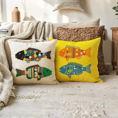 Miniatura 4 de ULOVE LOVE YOURSELF Fundas de almohada con temática de mar de peces náuticos, fundas de cojín de playa de 18 x 18 pulgadas, paquete de 4 (mar-2)