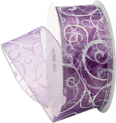 Miniatura 13 de Morex Ribbon Cintas transparentes con purpurina con espiral, cinta navideña para manualidades y decoraciones de Navidad, envoltura de regalos, 1.5