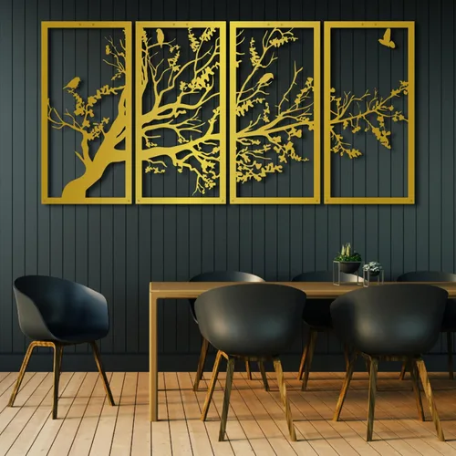 Decoración de pared de metal, arte de pared del árbol de la vida, arte de pared de árbol de metal, 4 paneles, letrero de árbol, decoración de pared