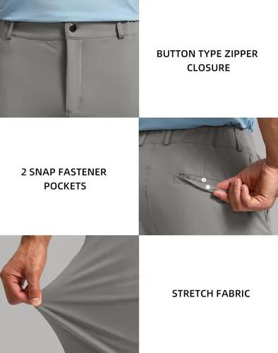 Miniatura 5 de Soothfeel Pantalones de golf para hombre con 5 bolsillos, ajustados, elásticos, casuales, de viaje, pantalones de trabajo para hombre