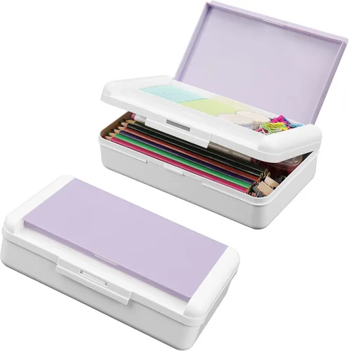 Miniatura 12 de Meiikun Caja de Lápices, Cajas de Lápices de Gran Capacidad 2 Compartimentos, Estuche Rígido de Lápices con Tapa Hermética, Caja Organizadora de 1