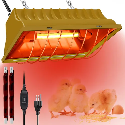 Miniatura 10 de Lámpara de calefacción de gallinero de 250 W, temperatura de calefacción ajustable y altura para colgar, con pantalla de aleación de aluminio