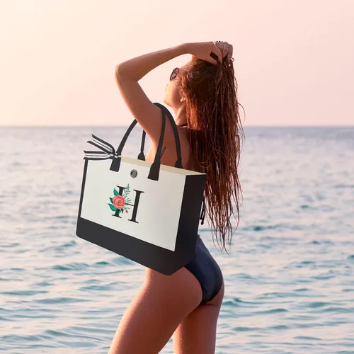 Miniatura 152 de Bolsa de lona con inicial, regalos de cumpleaños personalizados para mujeres, madres, amigas y profesoras, bolsas de mano con monograma adecuadas