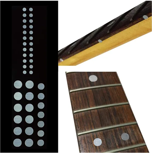 Miniatura 22 de Adhesivos de incrustación para marcadores de diapasón de guitarras y bajo - 0.32 cm Pequeñas marcas laterales en forma de punto - Abulón azul