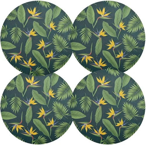 Miniatura 2 de Tropical Palm Leaves Dining Room Table Placemats, Non Slip Washable Table Mats Set for Kitchen Table one sizex1