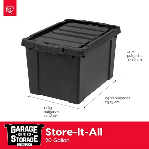Miniatura 2 de IRIS USA - Contenedores de almacenamiento con tapa de 20 galones, 6 unidades - Hechos en EE. UU., contenedores apilables resistentes, con tapa