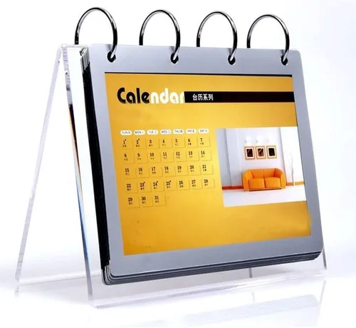 Organizador de calendario acrílico, soporte de menú para fotos, escritorio de mesa, álbum abatible con pantalla de bolsillo de PVC, fotos de