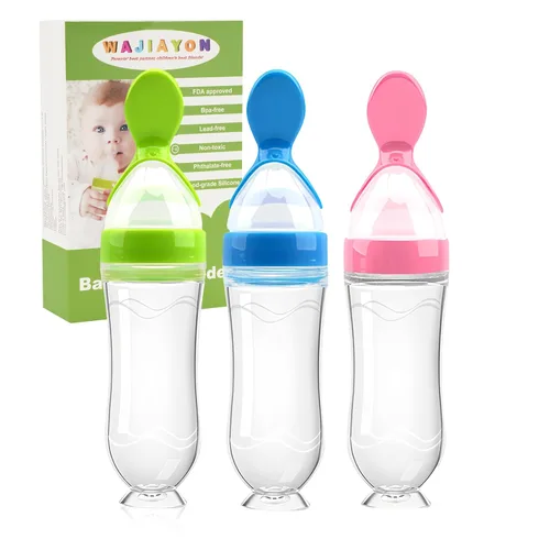Miniatura 12 de Alimentador de Comida para Bebé Paquete de 4 Cucharas Dispensadoras de Comida de Silicona para Bebés - 3 oz Cucharas de Alimentación por Compresión